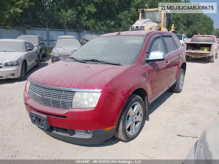 2010 Lincoln Mkx VIN: 2LMDJ8JC4ABJ08675 Lot: 12023467