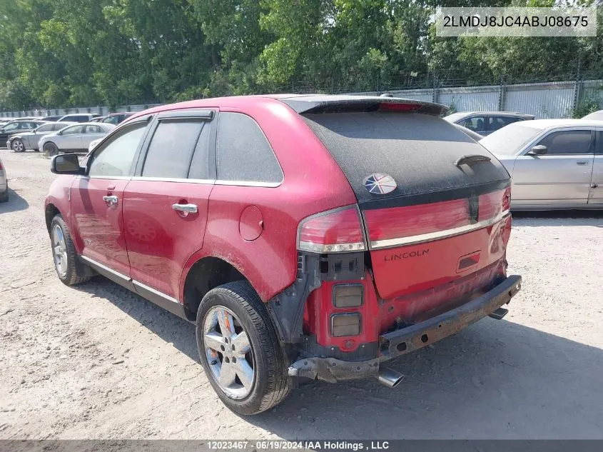 2010 Lincoln Mkx VIN: 2LMDJ8JC4ABJ08675 Lot: 12023467