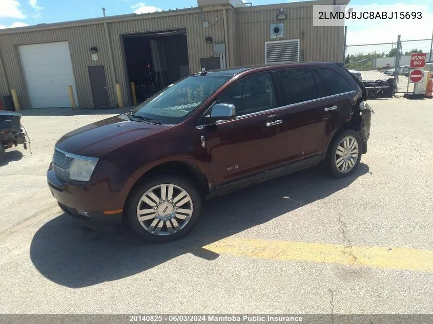 2010 Lincoln Mkx VIN: 2LMDJ8JC8ABJ15693 Lot: 20140825