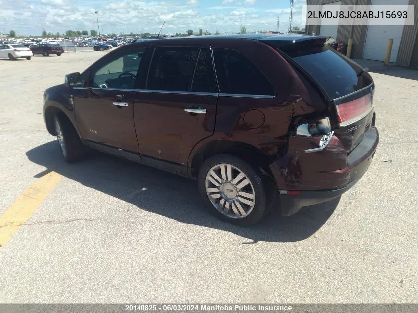 2010 Lincoln Mkx VIN: 2LMDJ8JC8ABJ15693 Lot: 20140825