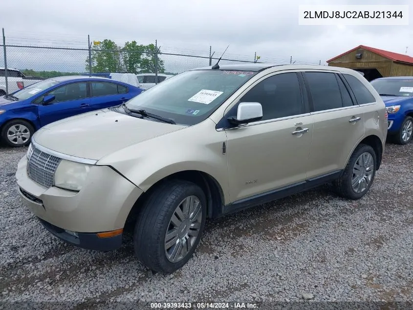 2010 Lincoln Mkx VIN: 2LMDJ8JC2ABJ21344 Lot: 39393433