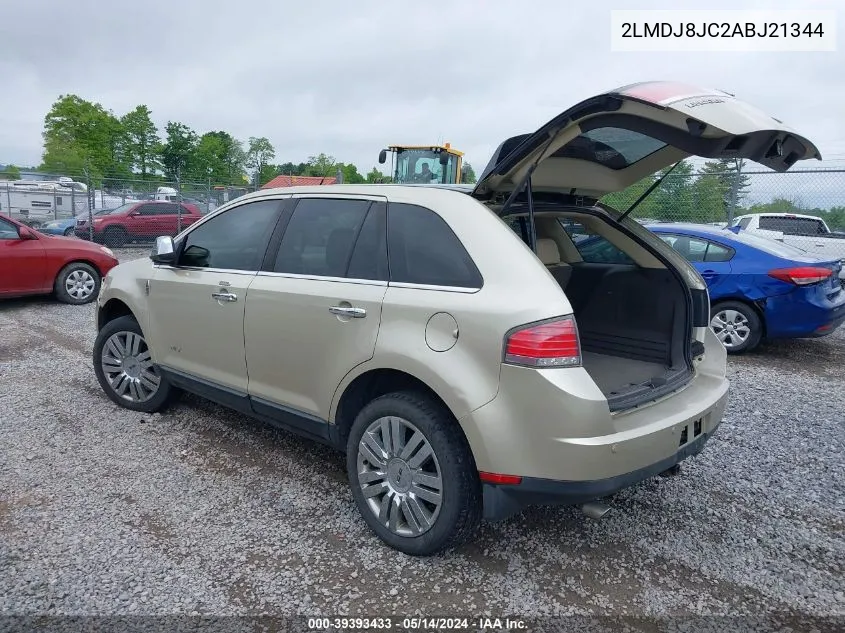 2010 Lincoln Mkx VIN: 2LMDJ8JC2ABJ21344 Lot: 39393433