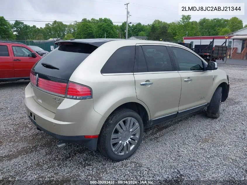 2010 Lincoln Mkx VIN: 2LMDJ8JC2ABJ21344 Lot: 39393433