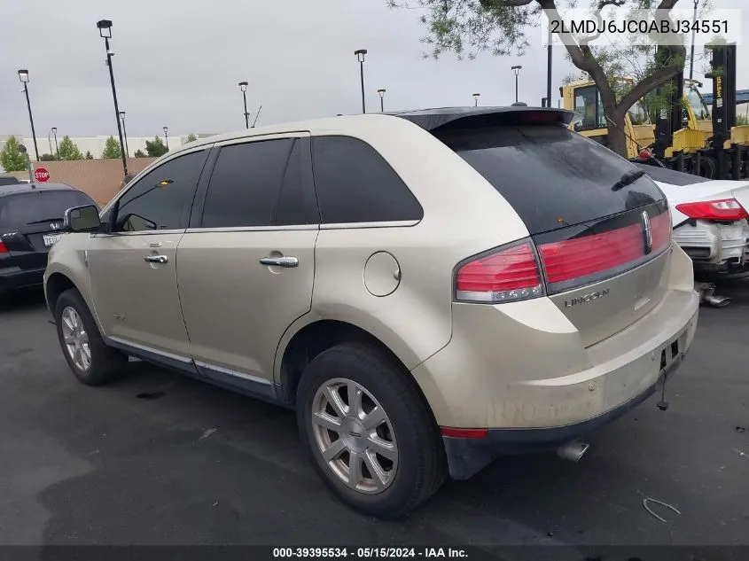 2LMDJ6JC0ABJ34551 2010 Lincoln Mkx