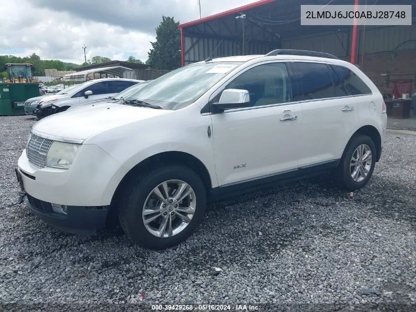 2010 Lincoln Mkx VIN: 2LMDJ6JC0ABJ28748 Lot: 39429268