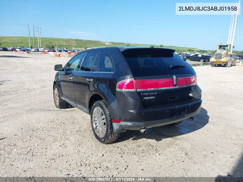 2010 Lincoln Mkx VIN: 2LMDJ8JC3ABJ01958 Lot: 39607612