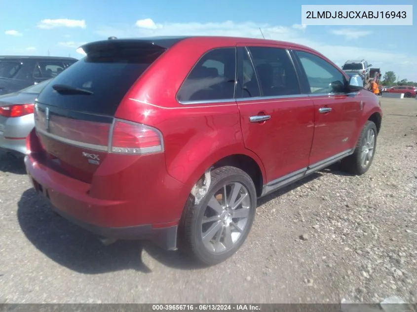 2010 Lincoln Mkx VIN: 2LMDJ8JCXABJ16943 Lot: 39656716