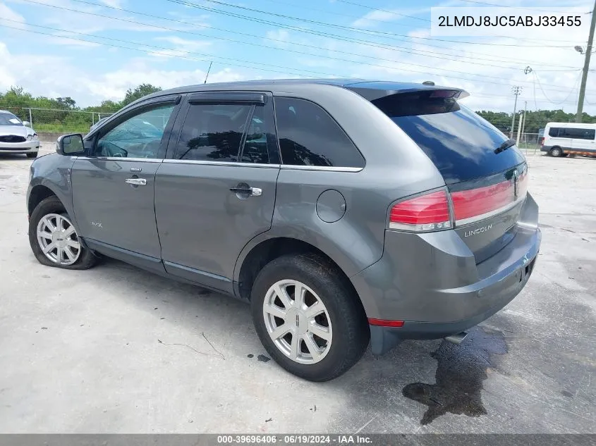 2010 Lincoln Mkx VIN: 2LMDJ8JC5ABJ33455 Lot: 39696406