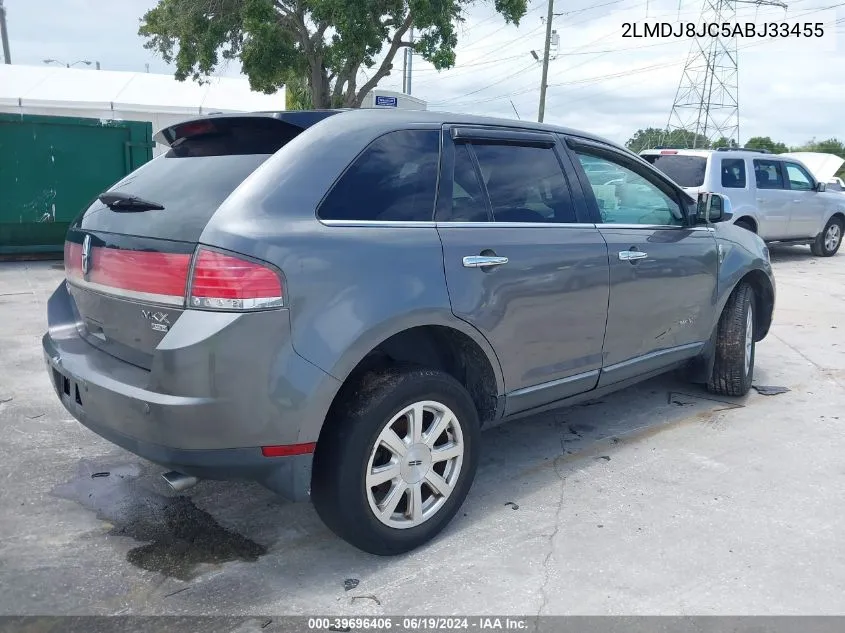 2010 Lincoln Mkx VIN: 2LMDJ8JC5ABJ33455 Lot: 39696406