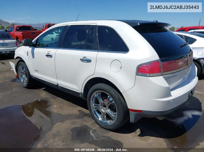 2010 Lincoln Mkx VIN: 2LMDJ6JC2ABJ35443 Lot: 39748206