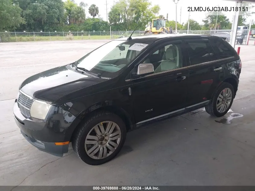 2010 Lincoln Mkx VIN: 2LMDJ6JC3ABJ18151 Lot: 39769888