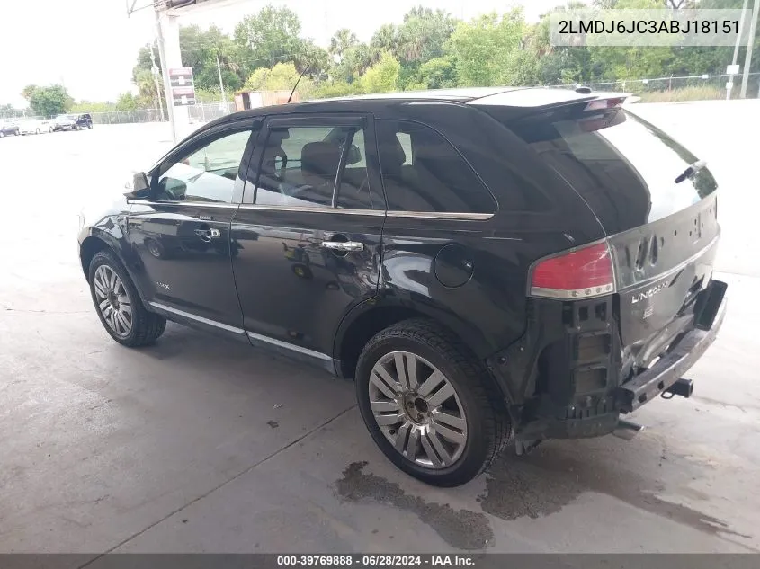 2010 Lincoln Mkx VIN: 2LMDJ6JC3ABJ18151 Lot: 39769888