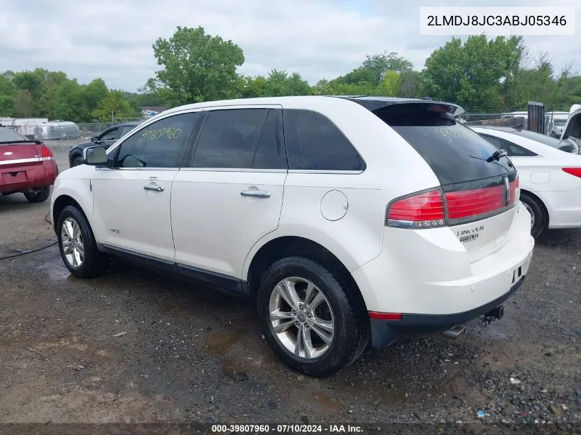 2010 Lincoln Mkx VIN: 2LMDJ8JC3ABJ05346 Lot: 39807960