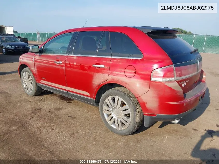 2010 Lincoln Mkx VIN: 2LMDJ8JC8ABJ02975 Lot: 39850473