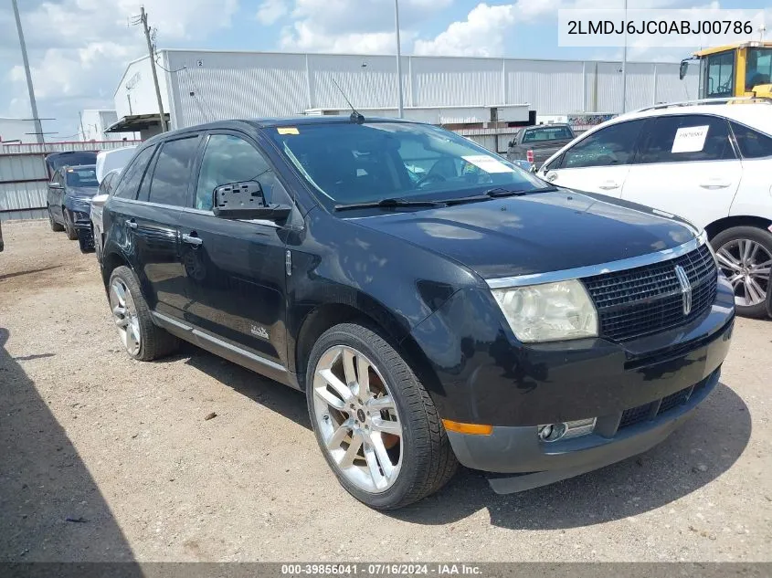 2010 Lincoln Mkx VIN: 2LMDJ6JC0ABJ00786 Lot: 39856041