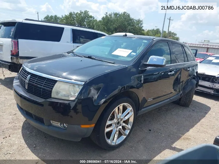 2010 Lincoln Mkx VIN: 2LMDJ6JC0ABJ00786 Lot: 39856041