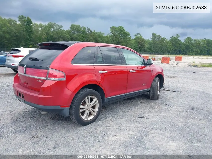 2010 Lincoln Mkx VIN: 2LMDJ6JC0ABJ02683 Lot: 39856093