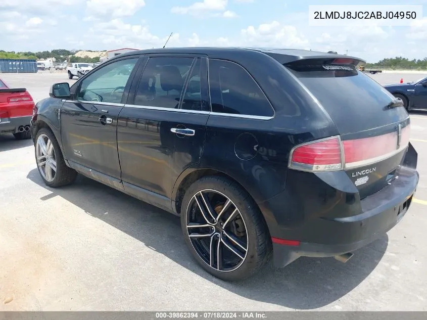 2010 Lincoln Mkx VIN: 2LMDJ8JC2ABJ04950 Lot: 39862394