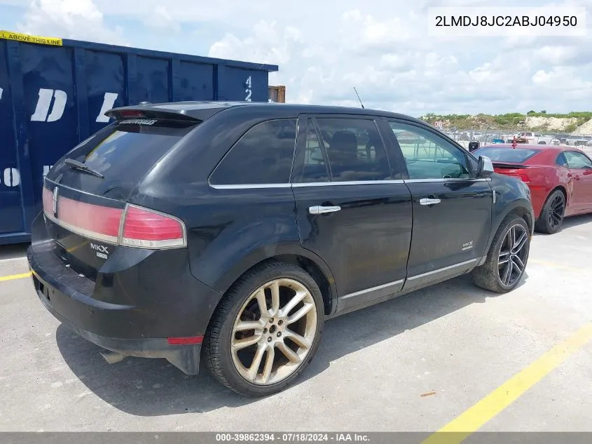 2010 Lincoln Mkx VIN: 2LMDJ8JC2ABJ04950 Lot: 39862394