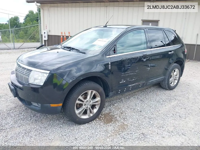 2010 Lincoln Mkx VIN: 2LMDJ8JC2ABJ33672 Lot: 40051249