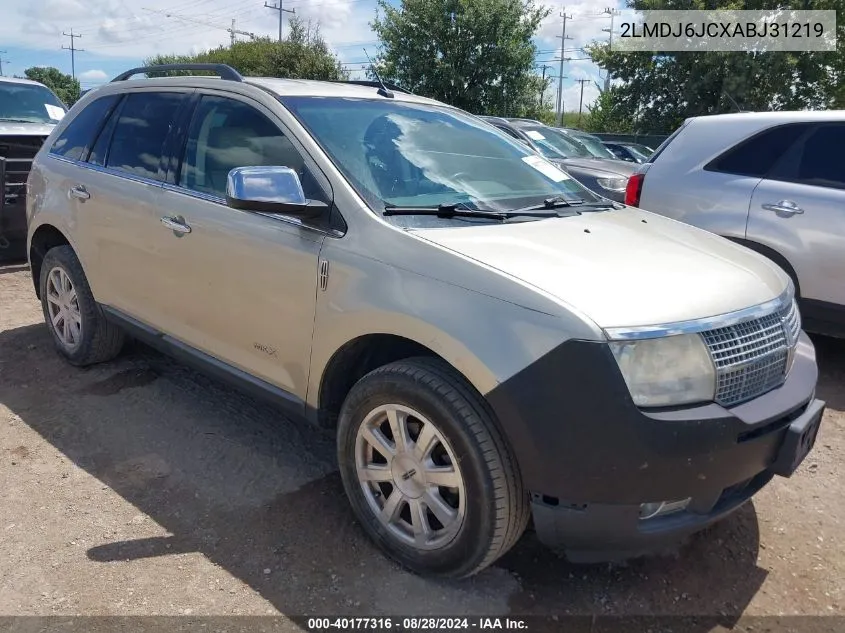 2010 Lincoln Mkx VIN: 2LMDJ6JCXABJ31219 Lot: 40177316