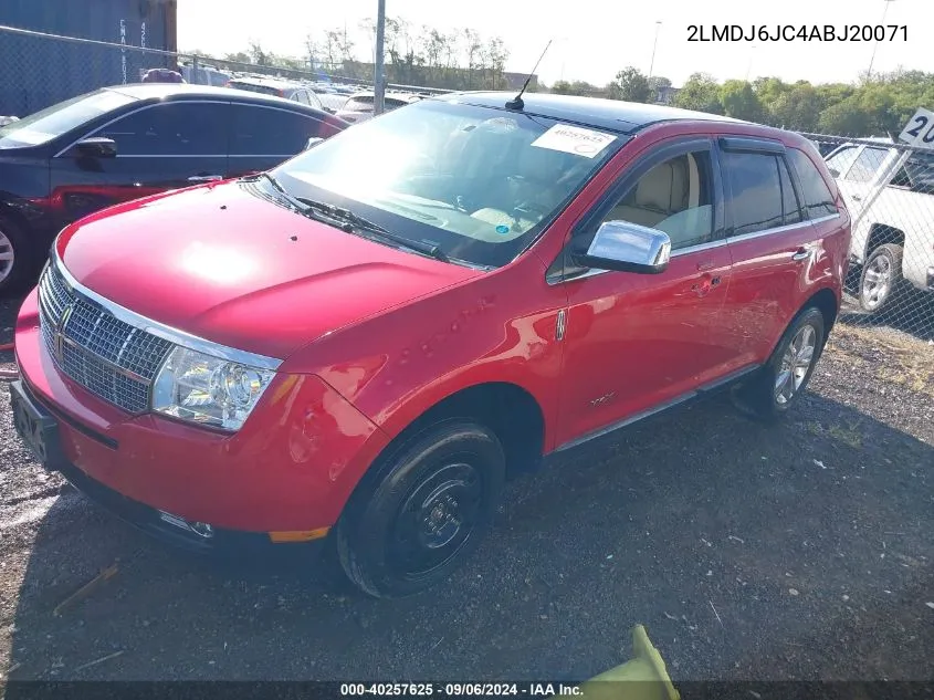 2010 Lincoln Mkx VIN: 2LMDJ6JC4ABJ20071 Lot: 40257625