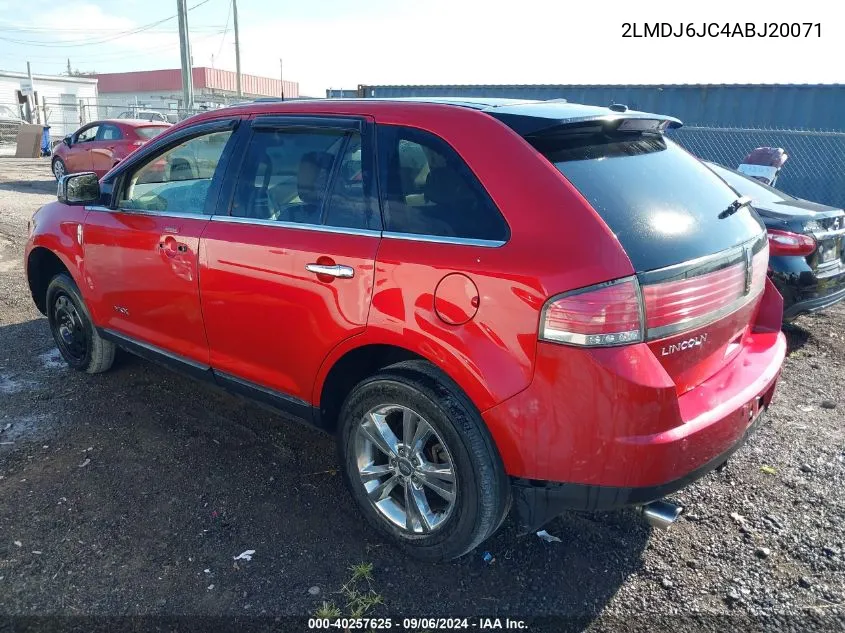 2010 Lincoln Mkx VIN: 2LMDJ6JC4ABJ20071 Lot: 40257625