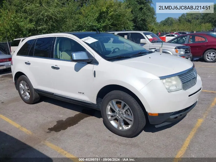 2010 Lincoln Mkx VIN: 2LMDJ6JC8ABJ21451 Lot: 40299751