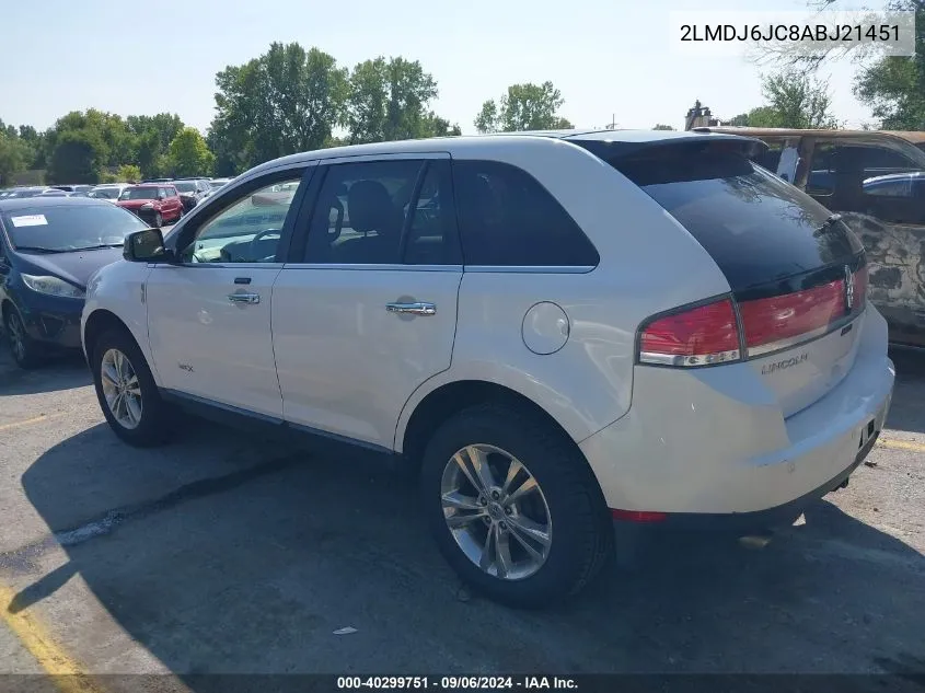 2010 Lincoln Mkx VIN: 2LMDJ6JC8ABJ21451 Lot: 40299751