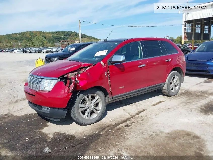 2010 Lincoln Mkx VIN: 2LMDJ8JC5ABJ11942 Lot: 40319455