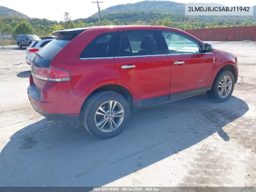 2010 Lincoln Mkx VIN: 2LMDJ8JC5ABJ11942 Lot: 40319455