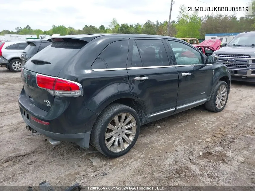 2011 Lincoln Mkx VIN: 2LMDJ8JK8BBJ05819 Lot: 12001654