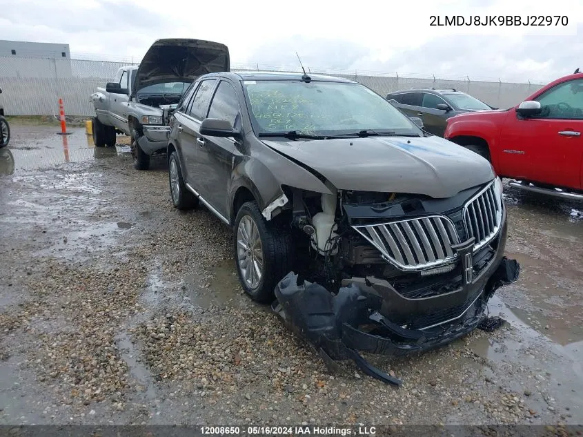 2011 Lincoln Mkx VIN: 2LMDJ8JK9BBJ22970 Lot: 12008650