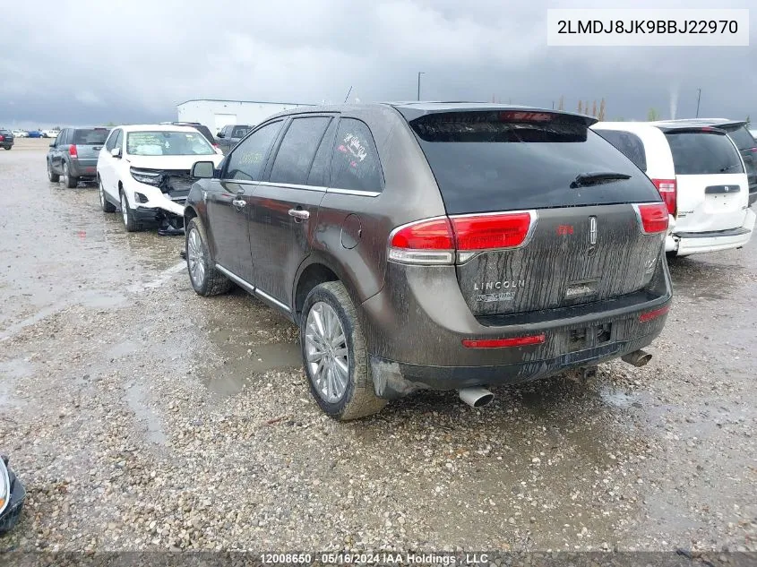 2011 Lincoln Mkx VIN: 2LMDJ8JK9BBJ22970 Lot: 12008650