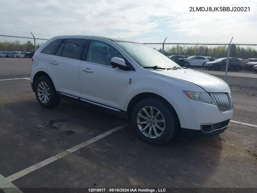 2011 Lincoln Mkx VIN: 2LMDJ8JK5BBJ20021 Lot: 12010017