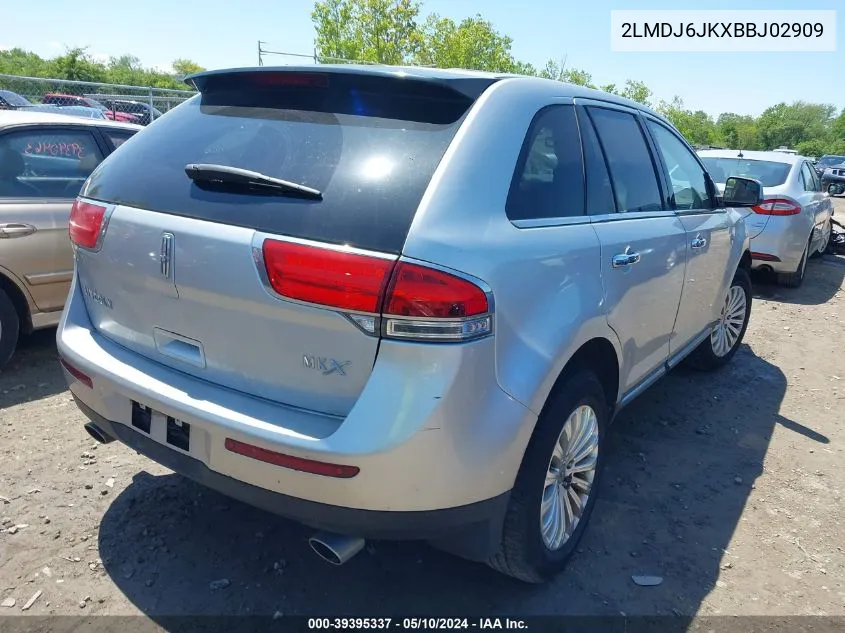 2011 Lincoln Mkx VIN: 2LMDJ6JKXBBJ02909 Lot: 39395337