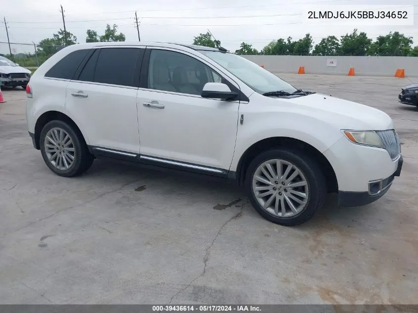 2011 Lincoln Mkx VIN: 2LMDJ6JK5BBJ34652 Lot: 39436614