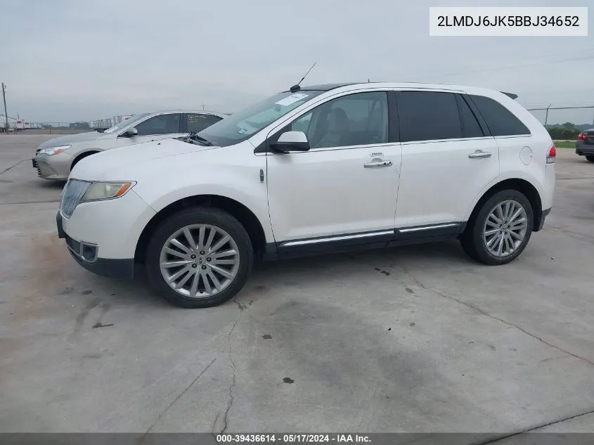 2011 Lincoln Mkx VIN: 2LMDJ6JK5BBJ34652 Lot: 39436614