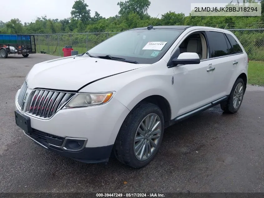 2LMDJ6JK2BBJ18294 2011 Lincoln Mkx