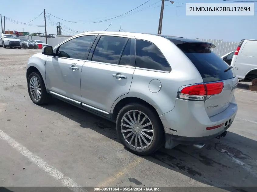 2011 Lincoln Mkx VIN: 2LMDJ6JK2BBJ17694 Lot: 39511864