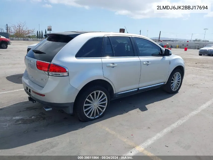 2011 Lincoln Mkx VIN: 2LMDJ6JK2BBJ17694 Lot: 39511864