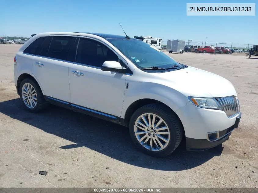 2011 Lincoln Mkx VIN: 2LMDJ8JK2BBJ31333 Lot: 39579786