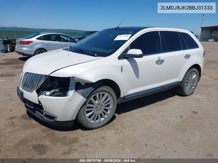 2011 Lincoln Mkx VIN: 2LMDJ8JK2BBJ31333 Lot: 39579786