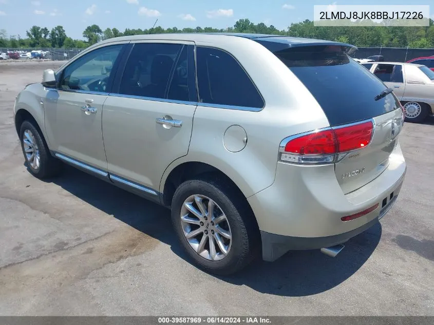 2011 Lincoln Mkx VIN: 2LMDJ8JK8BBJ17226 Lot: 39587969