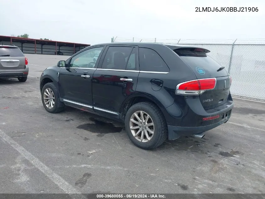 2011 Lincoln Mkx VIN: 2LMDJ6JK0BBJ21906 Lot: 39680055