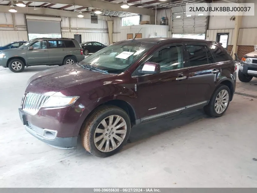 2011 Lincoln Mkx VIN: 2LMDJ8JK8BBJ00037 Lot: 39685630