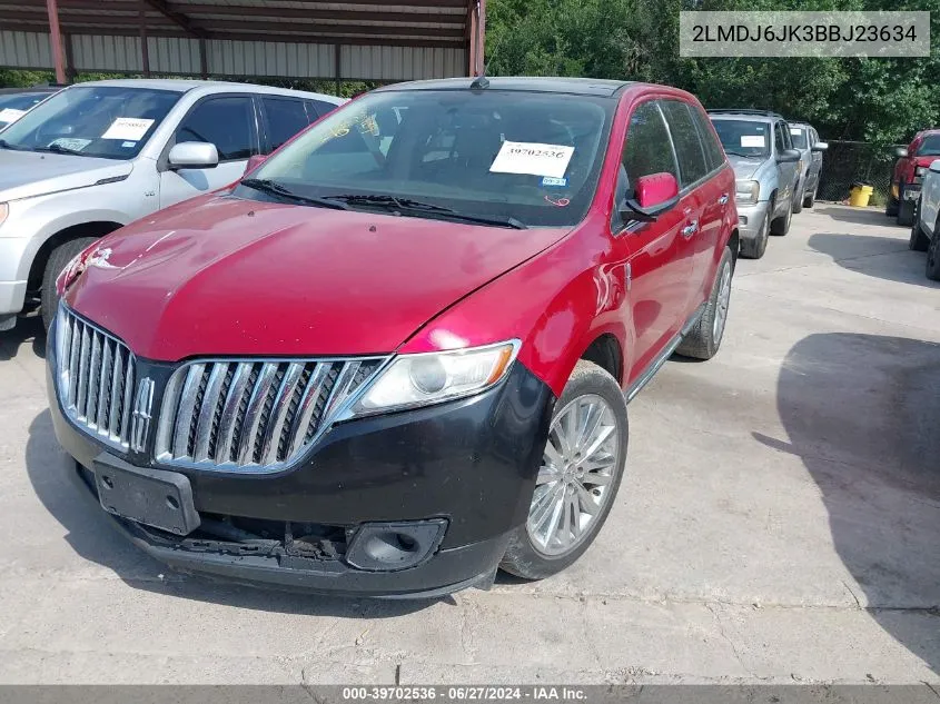 2011 Lincoln Mkx VIN: 2LMDJ6JK3BBJ23634 Lot: 39702536