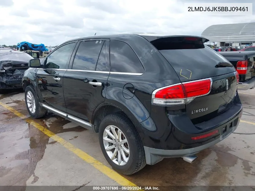 2011 Lincoln Mkx VIN: 2LMDJ6JK5BBJ09461 Lot: 39707695