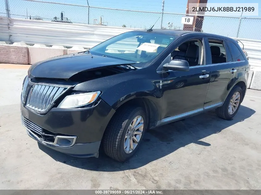 2011 Lincoln Mkx VIN: 2LMDJ6JK8BBJ21989 Lot: 39709059