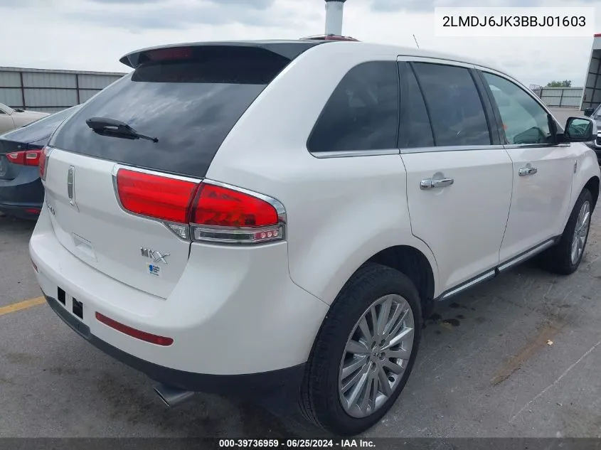 2011 Lincoln Mkx VIN: 2LMDJ6JK3BBJ01603 Lot: 39736959